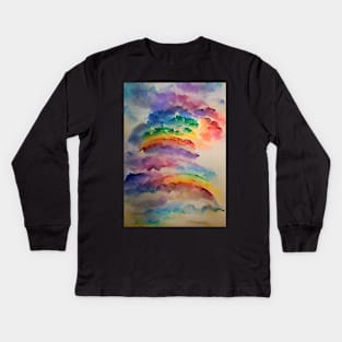 SIMPLE RAINBOW WATERCOLOUR Kids Long Sleeve T-Shirt